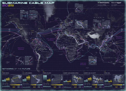 TeleGeography - 2025 Submarine Cable Map (free shipping)
