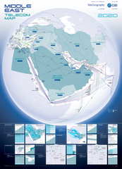 2020 Middle East Telecommunications Map (free shipping)